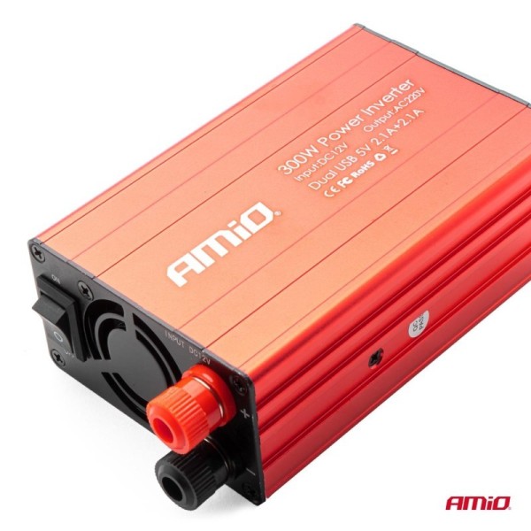 Inversor AMiO 12V a 220V 300W/600W 2xUSB PI03