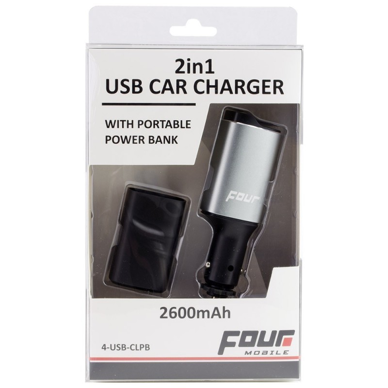 Cargador USB y powerbank 2600mah FOUR Mobile 4-USB-CLPB