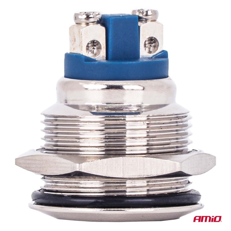 Pulsador plano de acero 19 mm, 5 A, 12/230 V