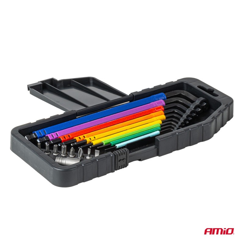 Juego 9 llaves hexagonales y puntas con adaptadores