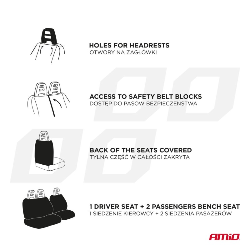 Fundas asientos delanteras universales furgonetas 3 plazas SC-01
