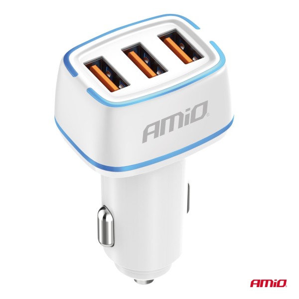 Cargador de coche 3x USB-A 30W 12/24V