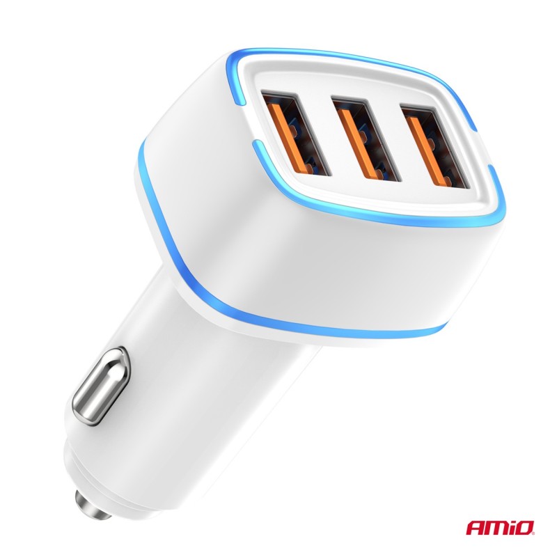 Cargador de coche 3x USB-A 30W 12/24V