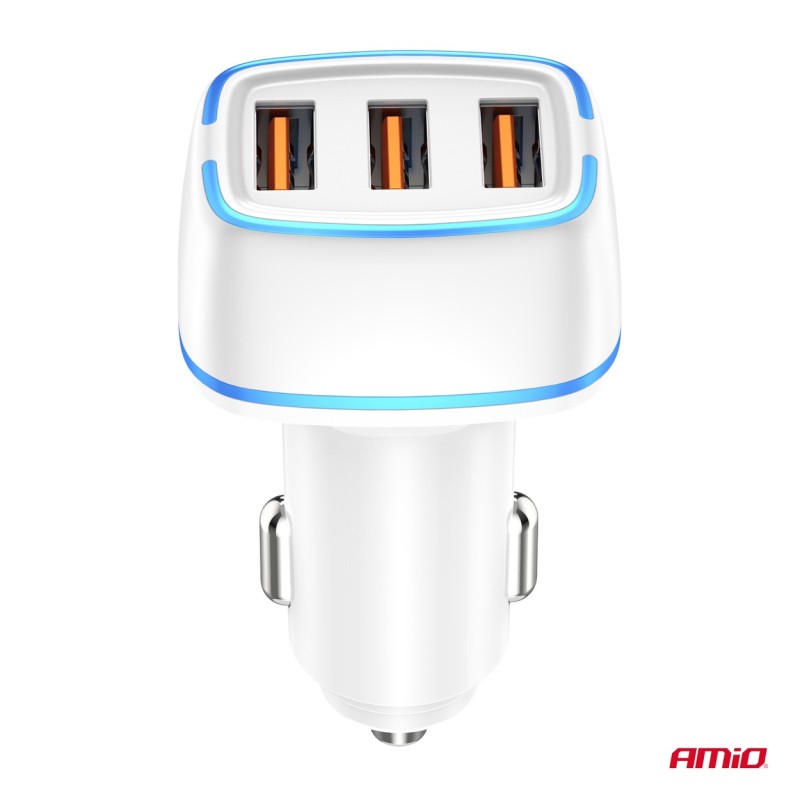 Cargador de coche 3x USB-A 30W 12/24V