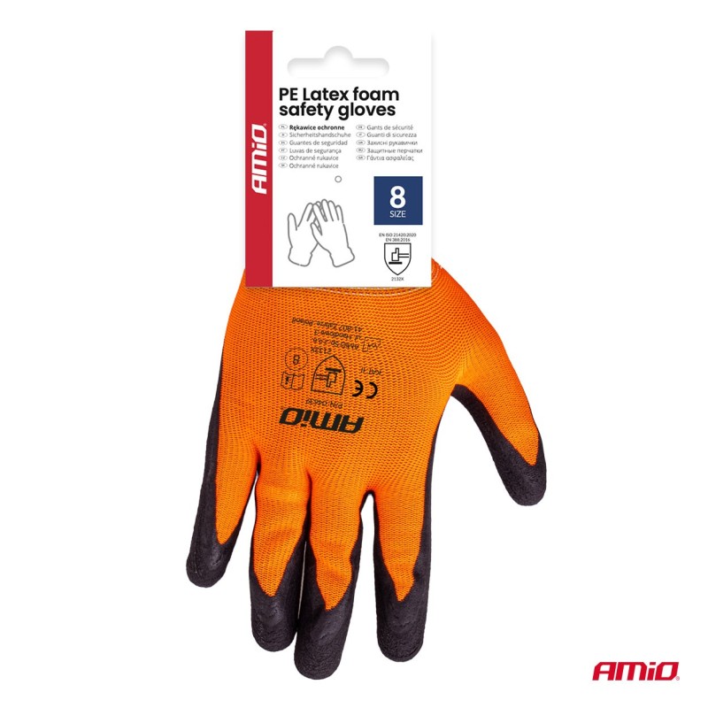 Guantes seguridad espuma de látex PE, 4 unidades, talla 8 (2 pares)