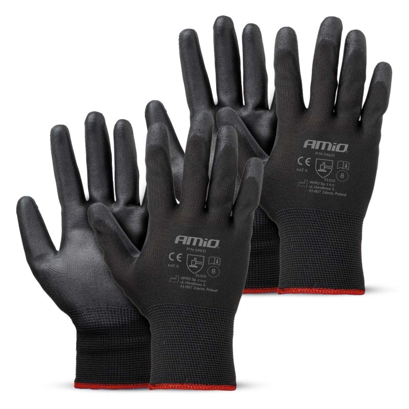 Guantes seguridad de PU, 4 unidades, talla 8 (2 pares)
