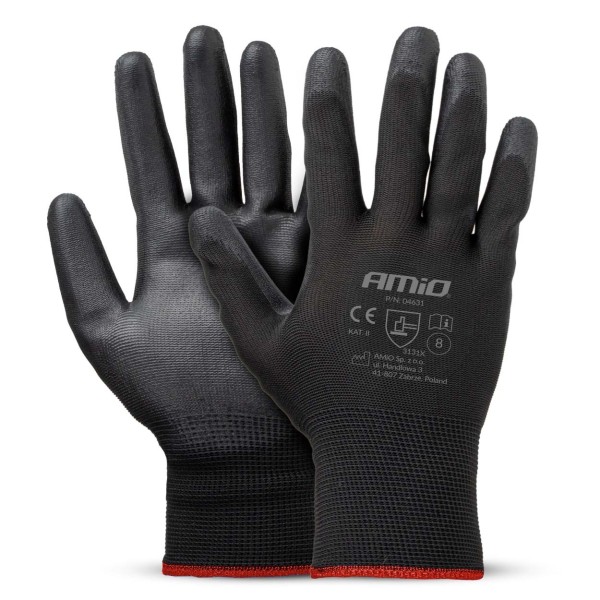 Guantes seguridad de PU, 4 unidades, talla 8 (2 pares)
