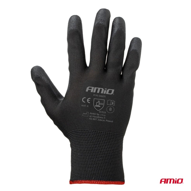 Guantes seguridad de PU, 4 unidades, talla 8 (2 pares)
