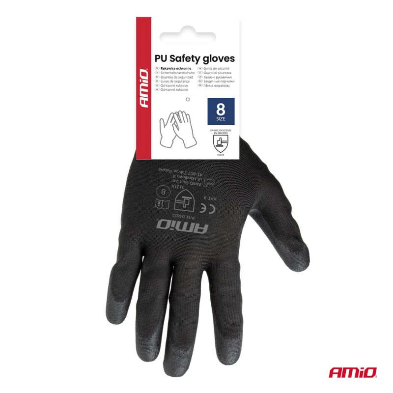 Guantes seguridad de PU, 4 unidades, talla 8 (2 pares)