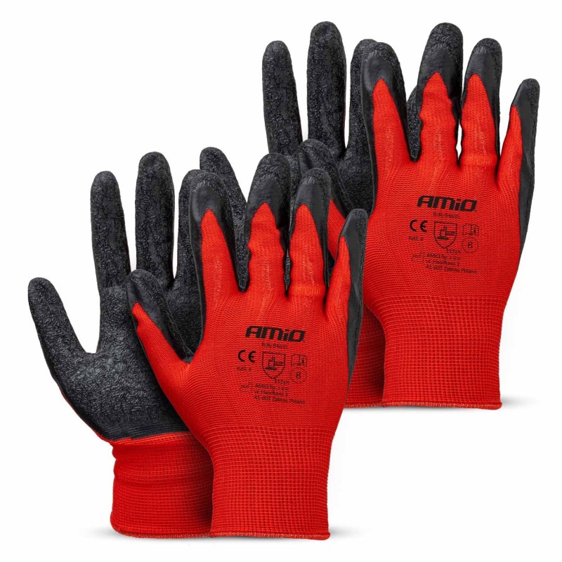 Guantes seguridad recubiertos de látex PE, 4 unidades, talla 8 (2 pares)