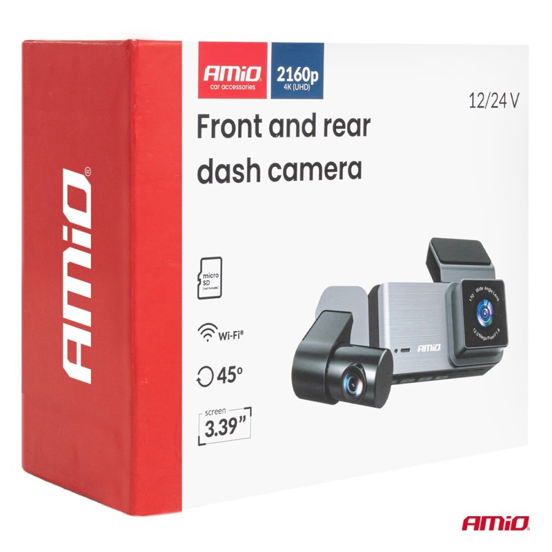 Dashcam con cámara trasera 4K WLAN WIFI UHD