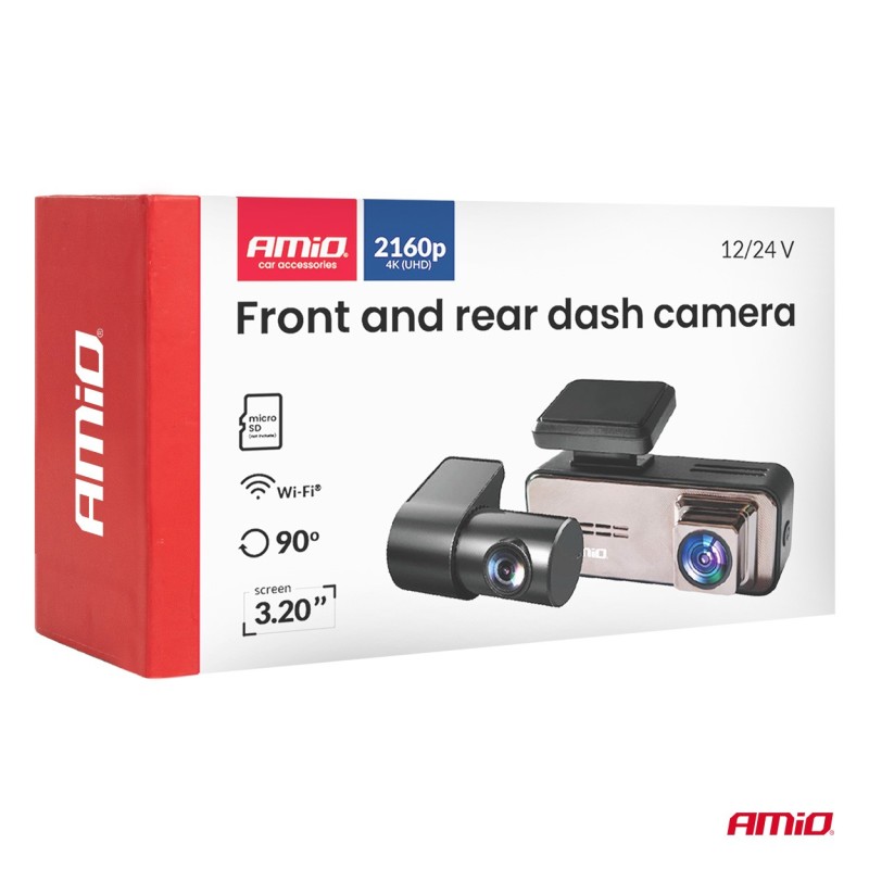 Dashcam con cámara trasera 4K WLAN WIFI UHD