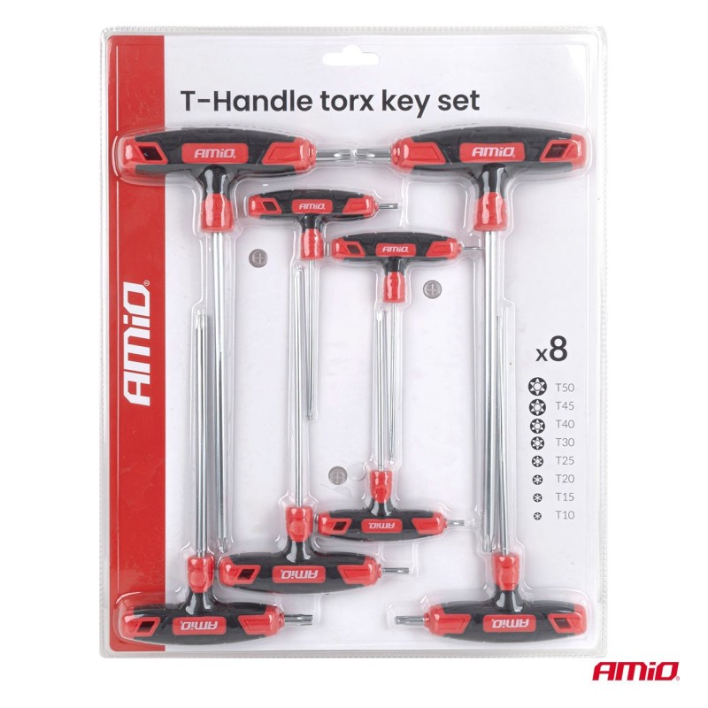 Juego llaves Torx mango en T de 8 piezas