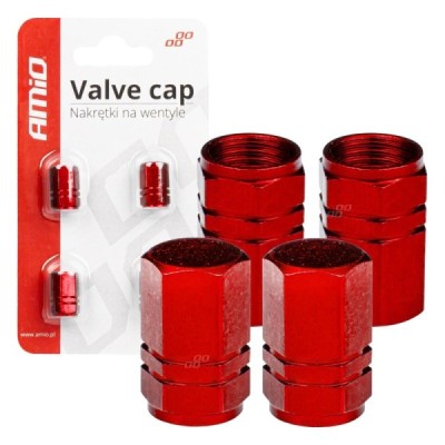 Tapones de aluminio para válvula color rojo 4 unidas