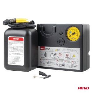 Kit de reparación e inflado de neumáticos 19mm 12V.