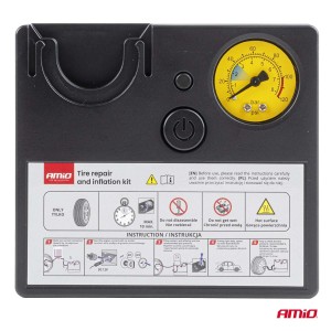 Kit de reparación e inflado de neumáticos 19mm 12V.