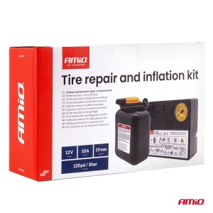 Kit de reparación e inflado de neumáticos 19mm 12V.