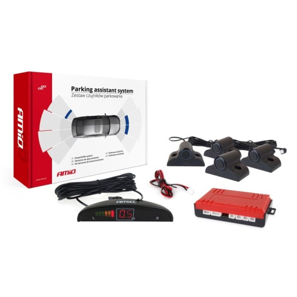 Sensores de Aparcamiento LED 4 sensores- color negro 19mm superficiales.