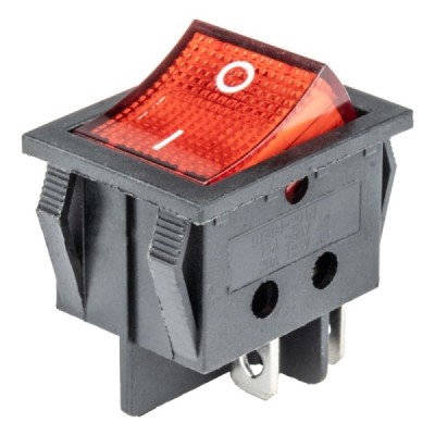 Interruptor rectangular rojo 12V/230V (iluminación) BU02