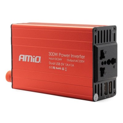 Inversor AMiO 24V a 230V 300W/600W 2xUSB PI04