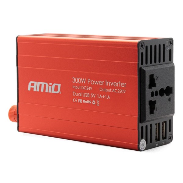 Inversor AMiO 24V a 230V 300W/600W 2xUSB PI04