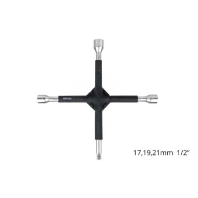 Llave para ruedas tipo cruz y engomado 17-19-21mm 1/2"