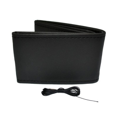 Funda de volante de cuero cosida color negro 38-39 mm