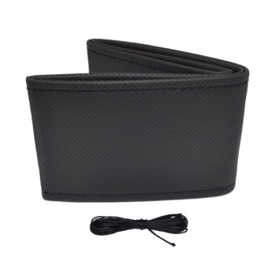 Funda volante cosida de cuero perforado color negro 38-39 mm