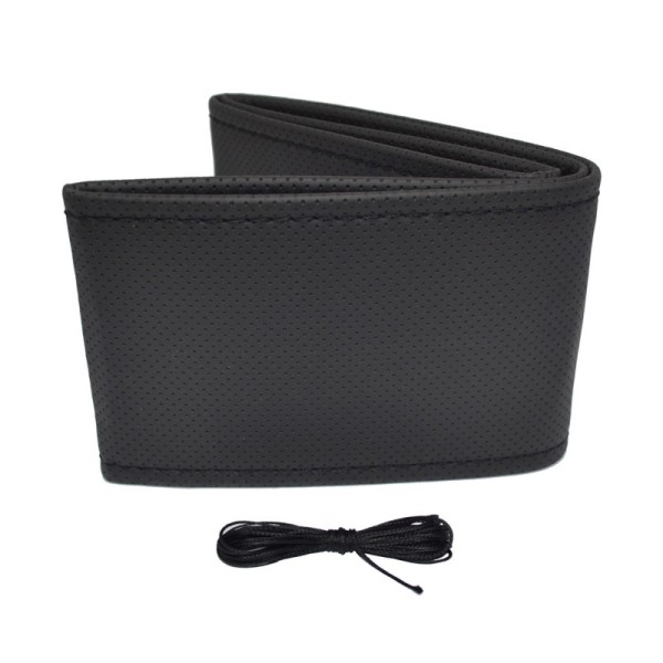 Funda volante cosida de cuero perforado color negro 38-39 mm