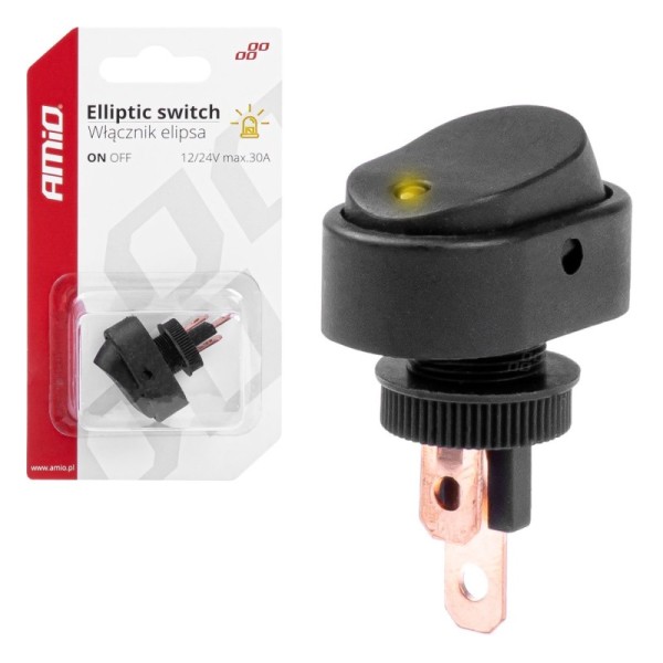 Interruptor ovalado Piloto Amarillo 12/24V max 30A ON/OFF