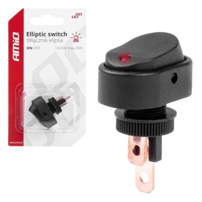 Interruptor ovalado Piloto Rojo 12/24V max30A ON/OFF