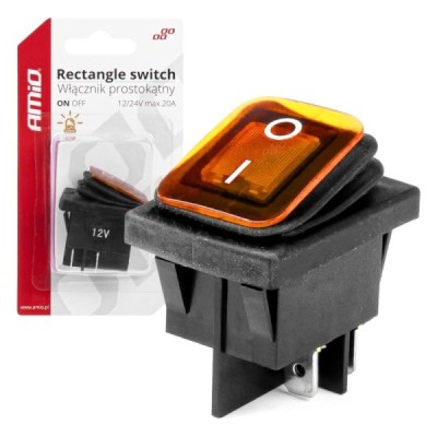 Interruptor Rectangular Amarillo (Iluminado) 12/24V max 20A ON/OFF