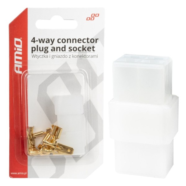 Conector rápido 4 vías con terminales macho/hembra AMIO-03514