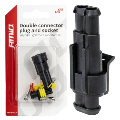 Conector estanco 2 vías con terminales macho/hembra AMIO-03518