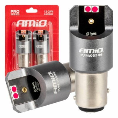 Bombillas LED Rojo BAY15D P21/5W CANBUS, PRO series 4x3030 SMD 12/24V AMIO-03586