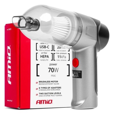 Aspiradora con batería recargable para coche HEPA 11Kpa. AMIO-03693