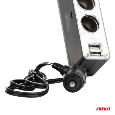 Conector Extensión mechero SOC3, 3+1 USB