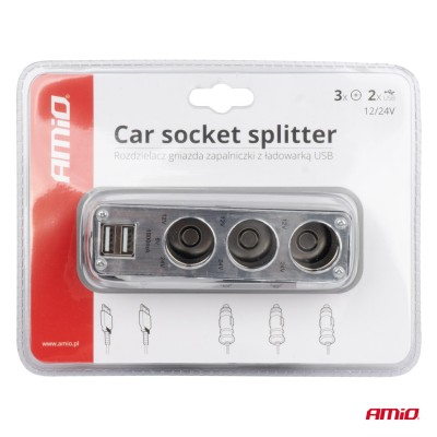 Conector Extensión mechero SOC3, 3+1 USB