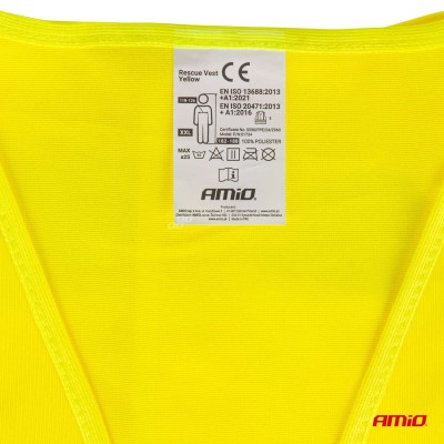Chaleco reflectante amarilla con certificado AMIO-01734