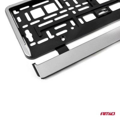 Marco Matrícula coche- contorno plateado