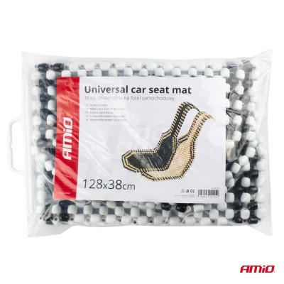 Respaldo con bolas de madera para asiento de coche- beige con acabados negro