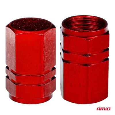 Tapones de aluminio para válvula color rojo 4 unidas