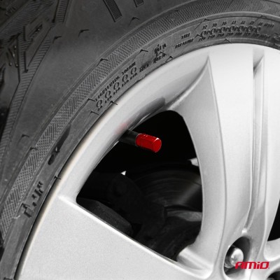 Tapones de aluminio para válvula color rojo 4 unidas