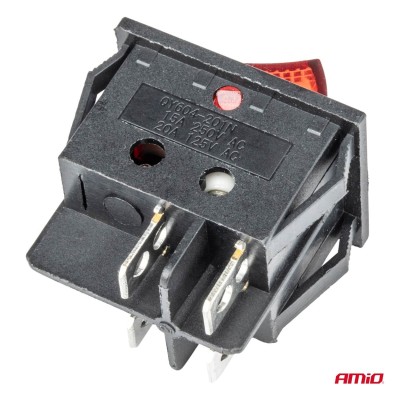 Interruptor rectangular rojo 12V/230V (iluminación) BU02
