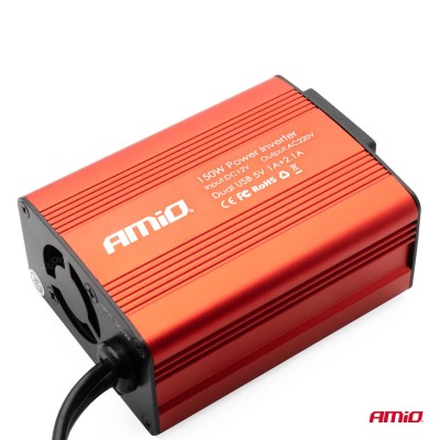 Inversor AMiO 12V a 230V 150W/300W 2xUSB PI01