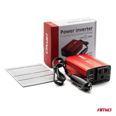 Inversor AMiO 12V a 230V 150W/300W 2xUSB PI01