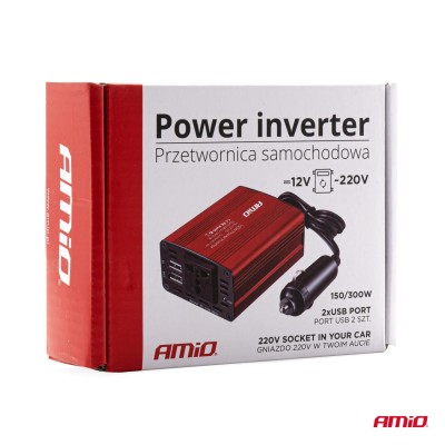 Inversor AMiO 12V a 230V 150W/300W 2xUSB PI01