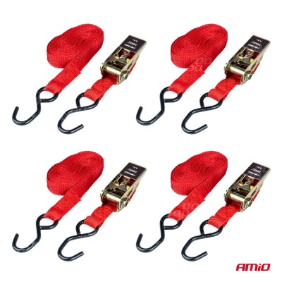 Juego cintas de amarre con tensor 700kg 25mm 4,5m 4 unid BELT-03