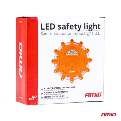 Luz de advertencia LED con linterna 3xAAA IP65 12SMD + 3SMD