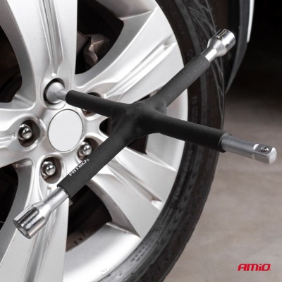 Llave para ruedas tipo cruz y engomado 17-19-21mm 1/2"